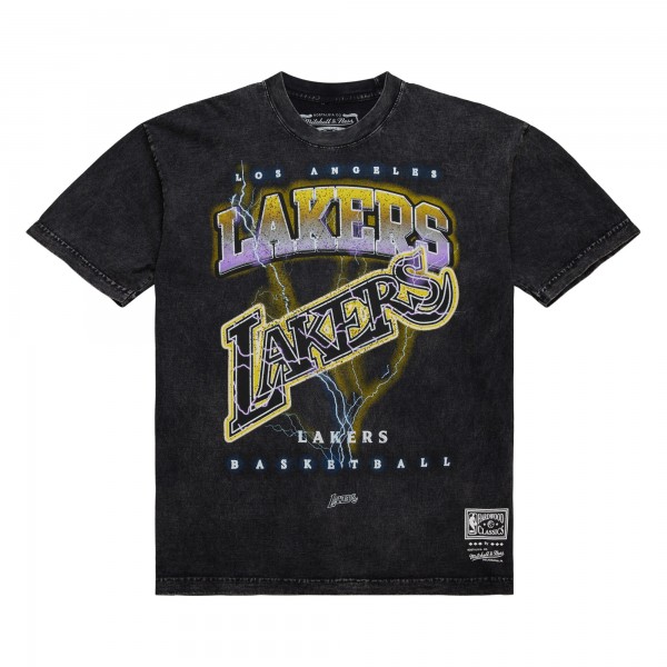 Футболка Los Angeles Lakers Mitchell & Ness Unisex Hardwood Classics Vintage Voltage Premium Heavyweight - Black