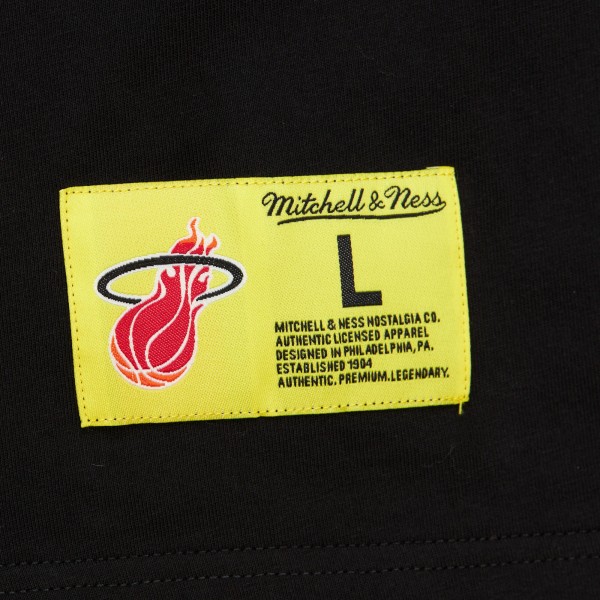 Miami Heat Mitchell & Ness Black Hardwood Classics Neon Nights Premium T-Shirt