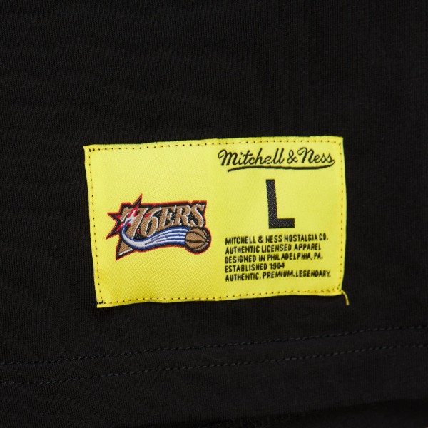Philadelphia 76ers Mitchell & Ness Black Hardwood Classics Neon Nights Premium T-Shirt
