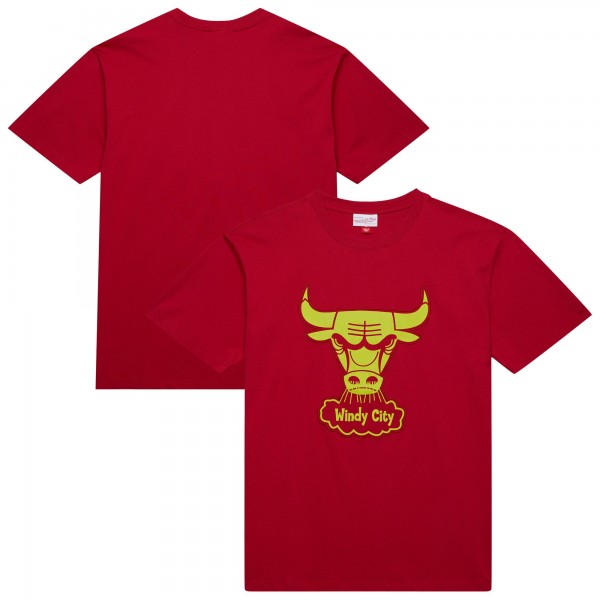 Футболка Chicago Bulls Mitchell & Ness Red Hardwood Classics Neon Nights Premium