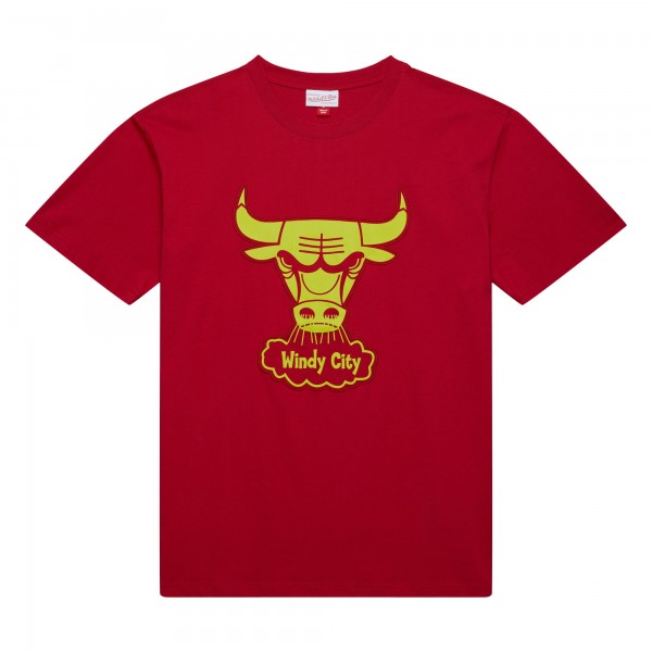 Футболка Chicago Bulls Mitchell & Ness Red Hardwood Classics Neon Nights Premium
