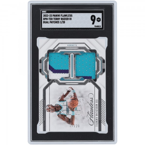 Terry Rozier Charlotte Hornets 2022-23 Panini Flawless Dual Relic #DPH-TER #1/20 SGC Authenticated 9 Card