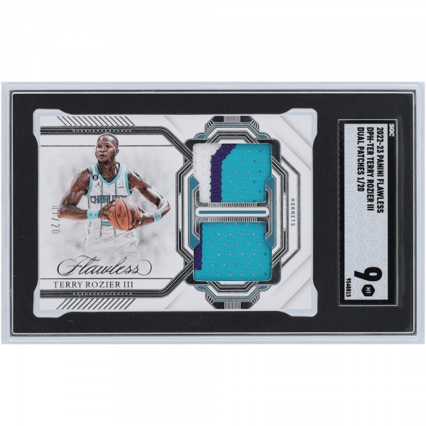 Terry Rozier Charlotte Hornets 2022-23 Panini Flawless Dual Relic #DPH-TER #1/20 SGC Authenticated 9 Card