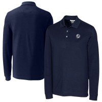 New York Yankees Cutter & Buck Navy Advantage DryTec Tri-Blend Long Sleeve Polo