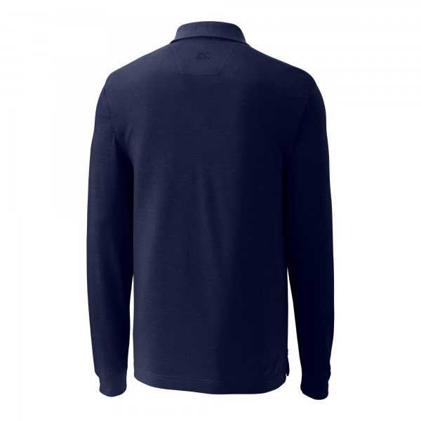 New York Yankees Cutter & Buck Navy Advantage DryTec Tri-Blend Long Sleeve Polo