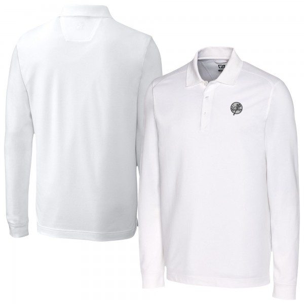 New York Yankees Cutter & Buck White Advantage DryTec Tri-Blend Long Sleeve Polo