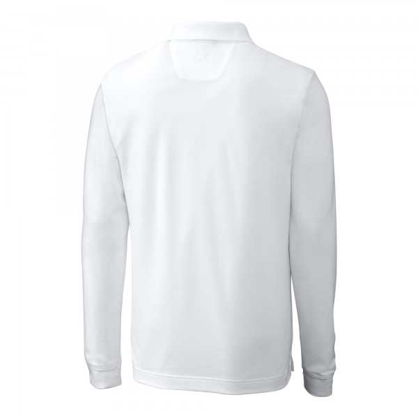 New York Yankees Cutter & Buck White Advantage DryTec Tri-Blend Long Sleeve Polo