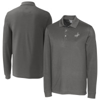 Поло Los Angeles Dodgers Cutter & Buck Gray Advantage DryTec Tri-Blend Long Sleeve