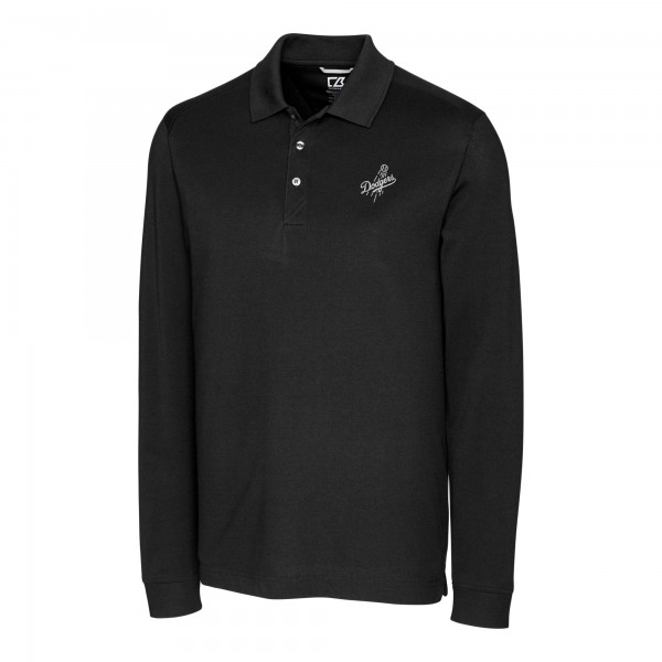 Los Angeles Dodgers Cutter & Buck Black Advantage DryTec Tri-Blend Long Sleeve Polo