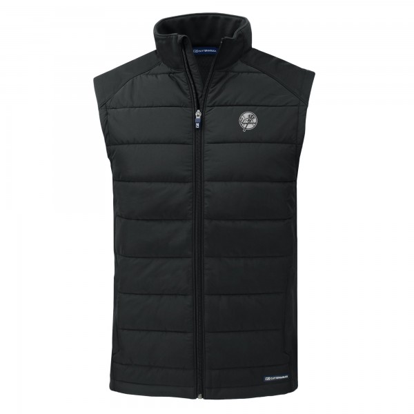New York Yankees Cutter & Buck Black Evoke Hybrid Eco Softshell Recycled Full-Zip Vest