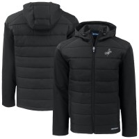 Los Angeles Dodgers Cutter & Buck Black Evoke Hybrid Eco Softshell Recycled Full-Zip Hooded Jacket