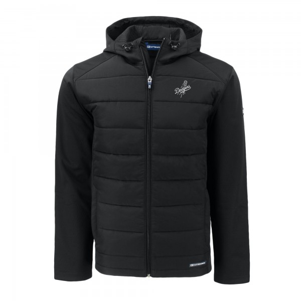 Los Angeles Dodgers Cutter & Buck Black Evoke Hybrid Eco Softshell Recycled Full-Zip Hooded Jacket