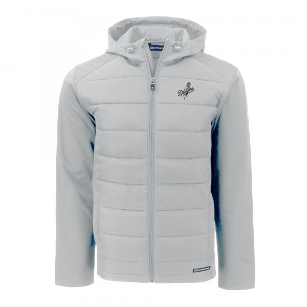 Los Angeles Dodgers Cutter & Buck Gray Evoke Hybrid Eco Softshell Recycled Full-Zip Hooded Jacket