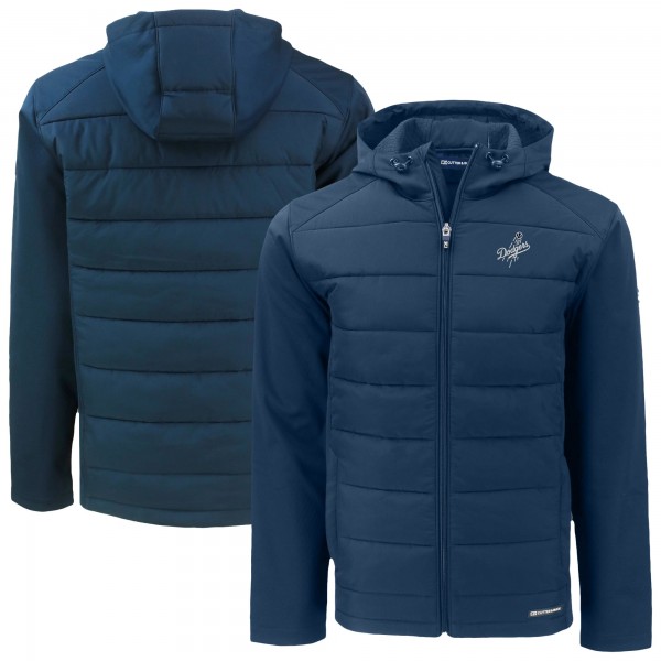 Los Angeles Dodgers Cutter & Buck Navy Evoke Hybrid Eco Softshell Recycled Full-Zip Hooded Jacket