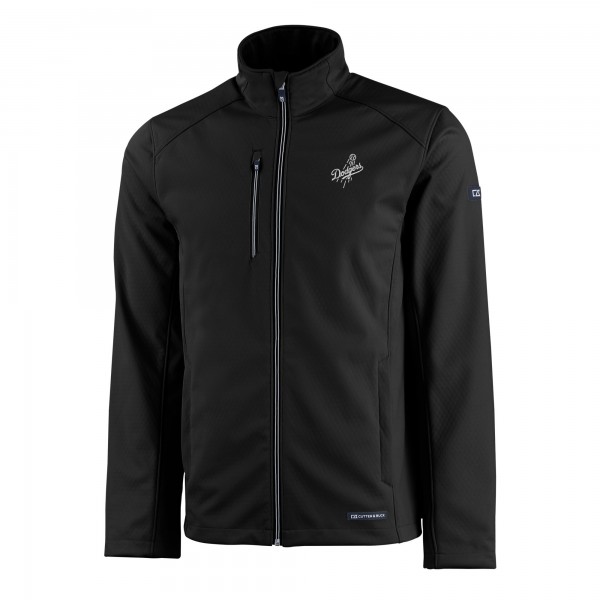 Los Angeles Dodgers Cutter & Buck Black Evoke Eco Softshell Recycled Full-Zip Jacket