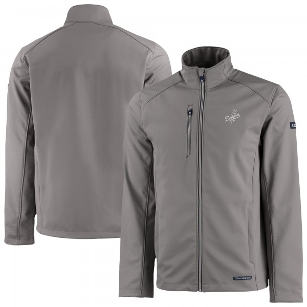 Los Angeles Dodgers Cutter & Buck Pewter Evoke Eco Softshell Recycled Full-Zip Jacket