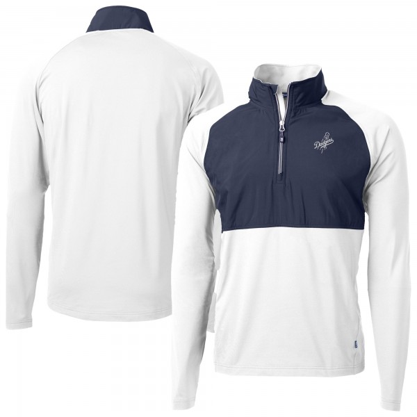 Los Angeles Dodgers Cutter & Buck White Adapt Eco Hybrid Raglan DryTec Quarter-Zip Jacket