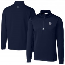 New York Yankees Cutter & Buck Navy Traverse Eco Tri-Blend DryTec Quarter-Zip Jacket