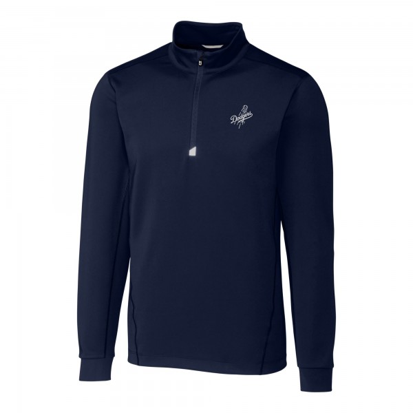Los Angeles Dodgers Cutter & Buck Navy Traverse Eco Tri-Blend DryTec Quarter-Zip Jacket