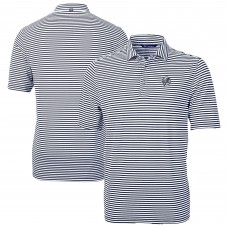 New York Yankees Cutter & Buck Navy Virtue Eco Pique Stripe Recycled Polo
