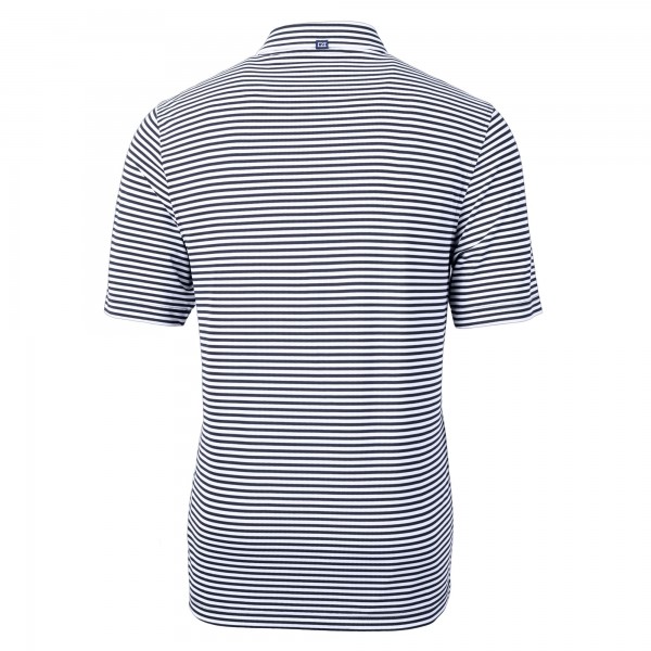 New York Yankees Cutter & Buck Navy Virtue Eco Pique Stripe Recycled Polo