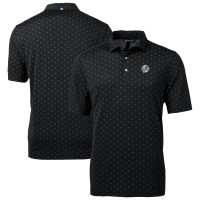 New York Yankees Cutter & Buck Black Virtue Eco Pique Tile Print Recycled Polo