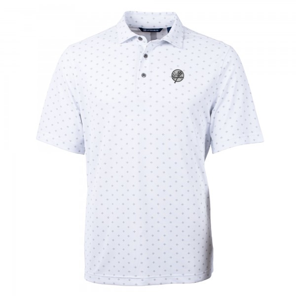 New York Yankees Cutter & Buck White Virtue Eco Pique Tile Print Recycled Polo
