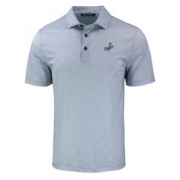Los Angeles Dodgers Cutter & Buck Gray Pike Eco Pebble Print Stretch Recycled Polo