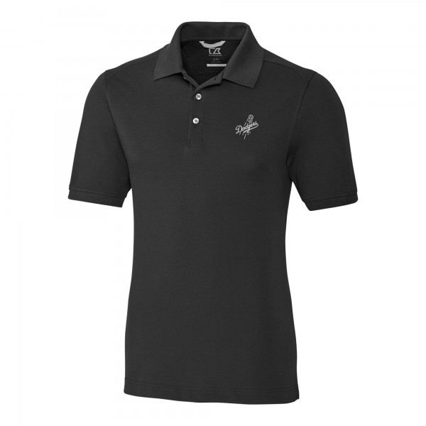 Los Angeles Dodgers Cutter & Buck Black Advantage Pique DryTec Tri-Blend Polo