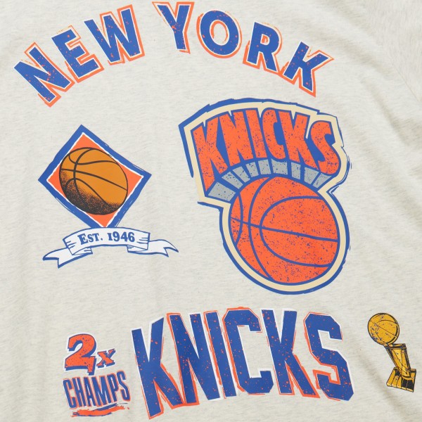 New York Knicks Mitchell & Ness Oatmeal Hardwood Classics Legacy Defined Retro Championship T-Shirt