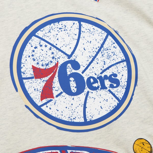 Philadelphia 76ers Mitchell & Ness Oatmeal Hardwood Classics Legacy Defined Retro Championship T-Shirt