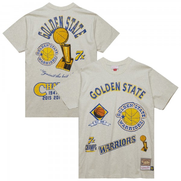 Футболка Golden State Warriors Mitchell & Ness Hardwood Classics Legacy Defined Retro Championships - Oatmeal
