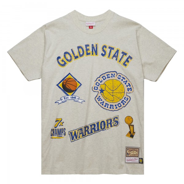 Футболка Golden State Warriors Mitchell & Ness Hardwood Classics Legacy Defined Retro Championships - Oatmeal