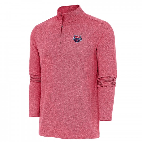 USA Swimming Antigua Hunk Quarter-Zip Top - Heather Red