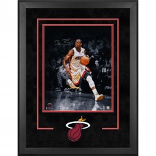 Dwyane Wade Miami Heat Autographed Fanatics Authentic Deluxe Framed 16 x 20 Dribbling in White for Floating Hall of Fame Collage Photograph