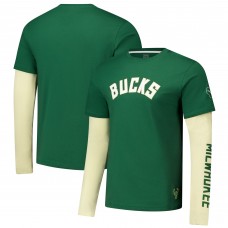 Футболка с длинным рукавом Milwaukee Bucks Stadium Essentials Unisex Spectator Twofer - Hunter Green