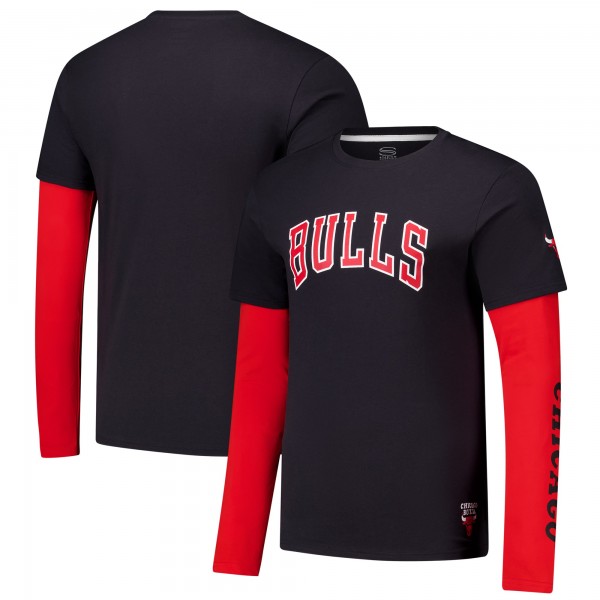 Футболка с длинным рукавом Unisex Chicago Bulls Stadium Essentials Black Spectator Twofer