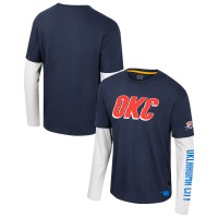Футболка с длинным рукавом Unisex Oklahoma City Thunder Stadium Essentials Navy Spectator 2fer