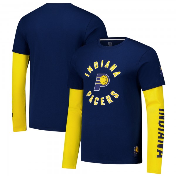 Unisex Indiana Pacers Stadium Essentials Navy Spectator Twofer Long Sleeve T-Shirt