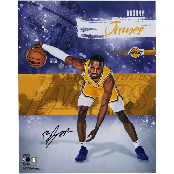 Bronny James Los Angeles Lakers Autographed Fanatics Authentic 16 x 20 Stylized Photograph