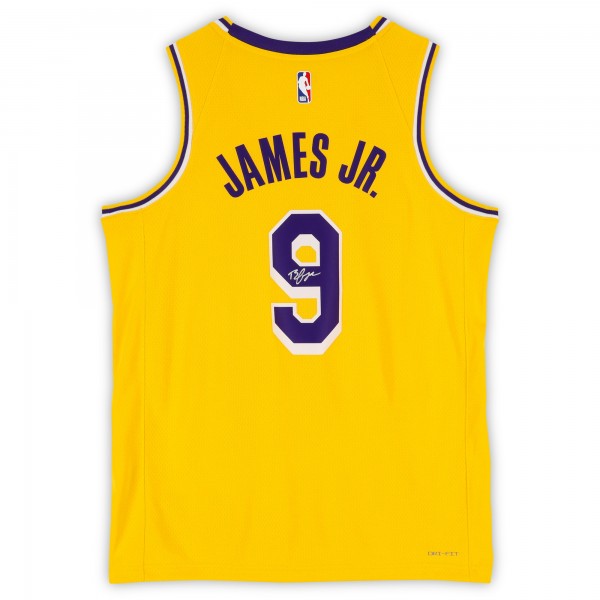 Игровая джерси Bronny James Los Angeles Lakers Autographed Fanatics Authentic Nike Gold Icon Swingman