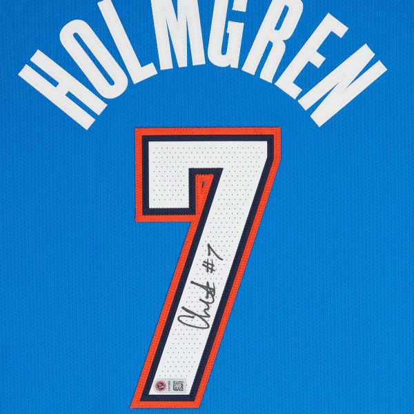 Игровая джерси Chet Holmgren Oklahoma City Thunder Autographed Fanatics Authentic Nike Blue Icon Edition Authentic