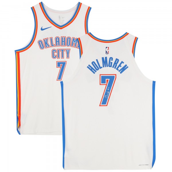 Игровая джерси Chet Holmgren Oklahoma City Thunder Autographed Fanatics Authentic Nike White Association Edition Authentic