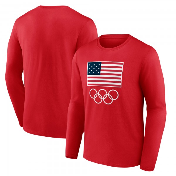 Футболка с длинным рукавом Team USA Fanatics Flag and Rings - Red