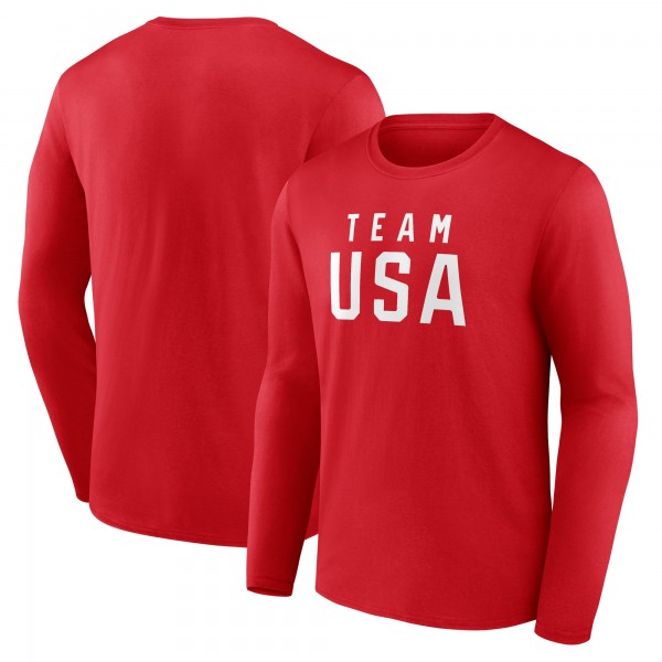 Футболка с длинным рукавом Team USA Fanatics Wordmark - Red