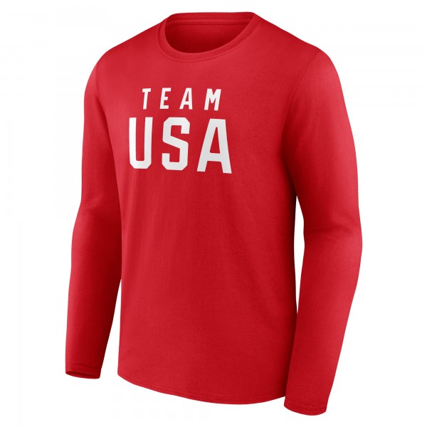 Футболка с длинным рукавом Team USA Fanatics Wordmark - Red