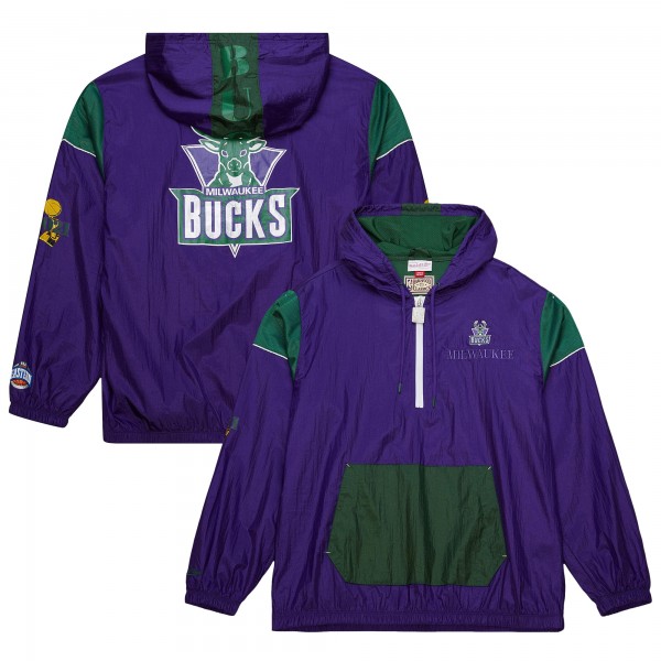 Ветровка на короткой молнии Milwaukee Bucks Mitchell & Ness Unisex Hardwood Classics Team OG 3.0 Anorak - Purple