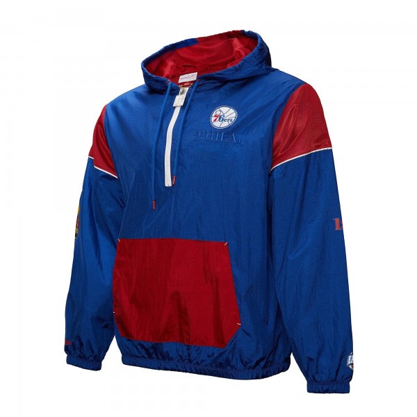 Unisex Philadelphia 76ers Mitchell & Ness Royal Hardwood Classics Team OG 3.0 Anorak Half-Zip Windbreaker Jacket