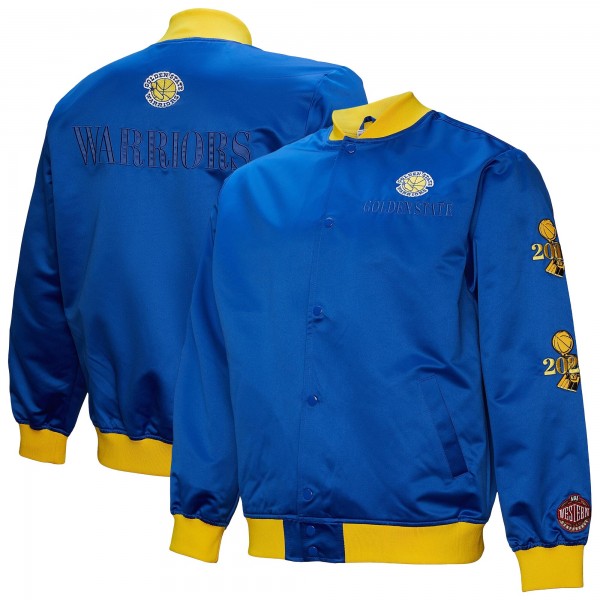 Бомбер Golden State Warriors Mitchell & Ness Hardwood Classics Team OG 3.0 Lightweight Satin - Royal