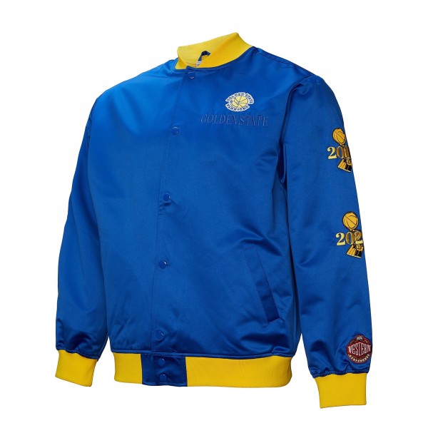 Бомбер Golden State Warriors Mitchell & Ness Hardwood Classics Team OG 3.0 Lightweight Satin - Royal